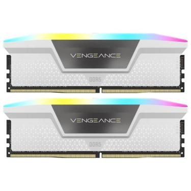 Imagem de Memória RAM Corsair Vengeance RGB 32GB (2x16GB) 5200MHz com Iluminação RGB Branco CMH32GX5M2B5200C40W