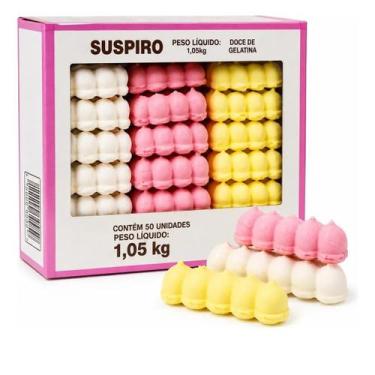 Imagem de Caixa Suspiro Colorido Clamel 100un Doce De Gelatina 2kg, 100 unidades