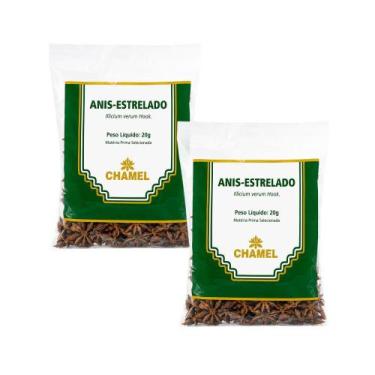 Imagem de Kit 2 Anis Estrelado Chamel 20g Grãos Embalagem Lacrada