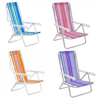Imagem de Cadeira de Praia em Aluminio Reclinavel 8 Posicoes Mor Cores Mistas