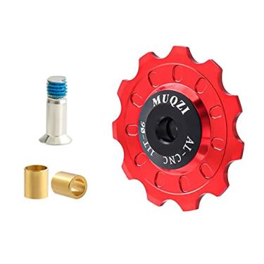 Imagem de Newmind Polia de câmbio traseiro de liga de alumínio, roda Jockey, guia de cerâmica, guia de bicicleta, roda para bicicleta de estrada, mountain bike, MTB, BMX - 11T vermelho