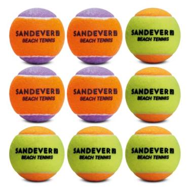 Imagem de Pack 9 Bolas Beach Tennis Tênis de Praia Homologada ITF Fase 2 (Roxo e Laranja + Amarelo e Laranja)