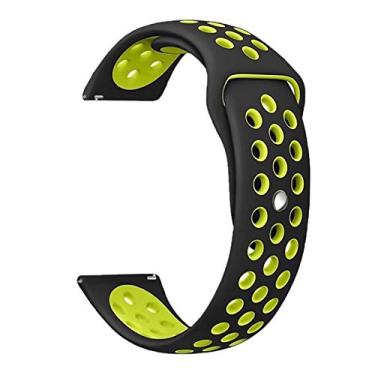 Imagem de Pulseira 20mm Sport LTimports compativel com Galaxy Watch Active 2 44mm - Galaxy Watch Active 1 40mm - Galaxy Watch 3 41mm - Galaxy Watch 42mm - GTS 2/3/4 - BIP 2/3 (Preto com Amarelo)