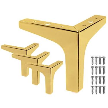 Imagem de Seimneire Pernas de móveis, pés de móveis de metal dourado de 15 cm, pernas resistentes para mesa de armário e sofá (4 unidades)