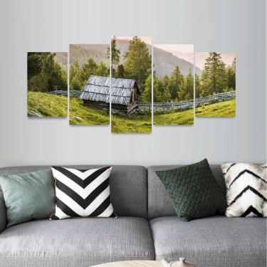 Imagem de Quadro Paisagem Montanha Cabana Natureza Nascer do Sol