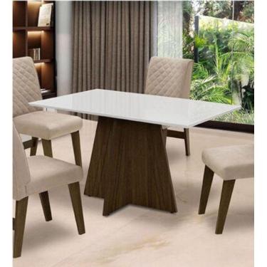 Imagem de Mesa Dublin c/ 4 Cadeiras Dobuê Cedro/Branco-Off