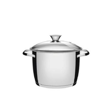 Imagem de Caldeirão Inox Fundo Triplo Tampa Vidro Tramontina 22Cm 5,5L