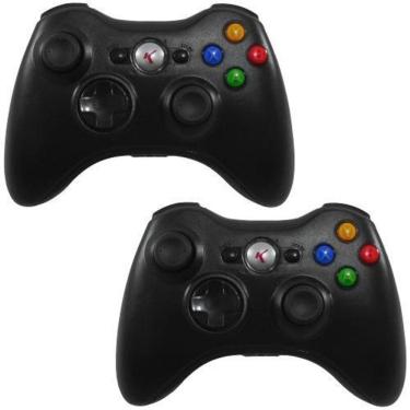 Imagem de Kit Com 2 Controles Para Xbox 360 Sem Fio - A Pilha