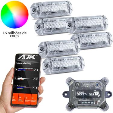 Imagem de Novo Strobo AJK Automotivo Com Bluetooth Carro 6 Faróis Led