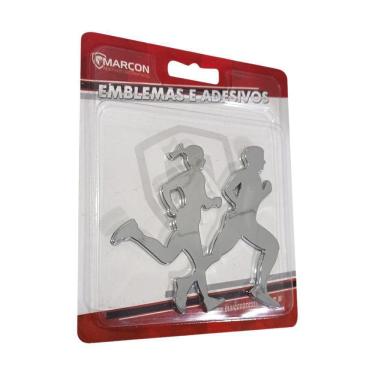 Imagem de Emblema Adesivo Decorativo Corrida Casal Pequeno Cromado