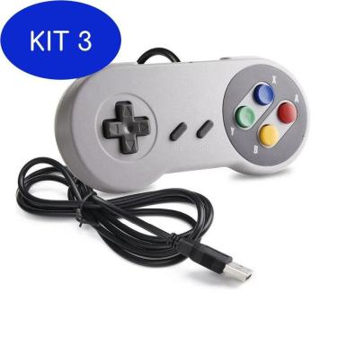 Imagem de Kit 3 Controle Super Nintendo Snes Joystick Usb Emulador Pc
