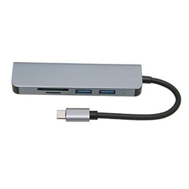 Imagem de Hub USB C 3.0, Concha de liga de alumínio Ultra Slim Plug and Play 5 em 1 Adaptador de Hub USB C para PC para Laptop para Impressora