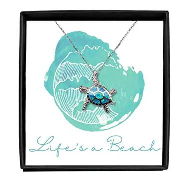 Imagem de SpreadPassion Colar de praia, surfista, presentes de tartaruga marinha para mulheres, joia turquesa, colar de melhor amigo