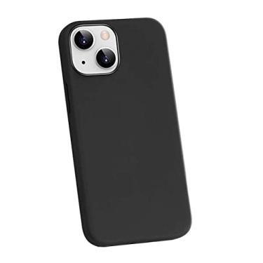 Imagem de HAODEE Capa para Apple iPhone 13 Mini (2021) 5,4 polegadas, capa de telefone totalmente embrulhada de silicone líquido [proteção de tela e câmera] (cor: preto)