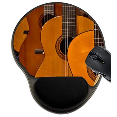 Imagem de MSD Mousepad Apoio de Pulso Protegido Mouse Pads/Tapete com Suporte de Pulso, Design para Guitarra Instrumento Música Fundo Corda Acústica Madeira Musical Clássica S