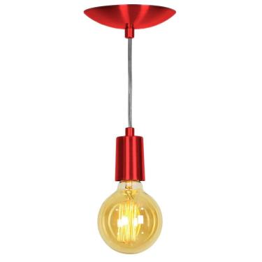 Imagem de Pendente Tubo Cilindro Alumínio Cereja Com Lampada