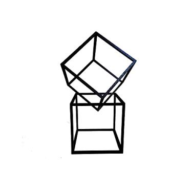 Imagem de 2 Cubos Decorativos - Quadrado Geométrico, Decoração Sala - Toque 3D