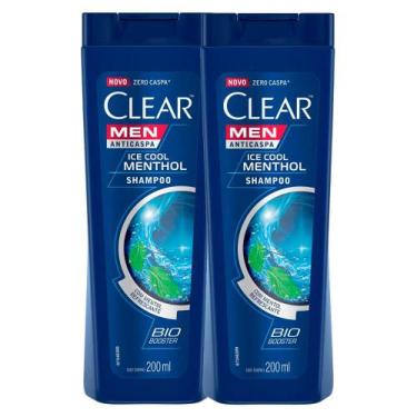 Imagem de Shampoo Clear Men Ice Cool Menthol 200ml  Kit Com Duas Unidades