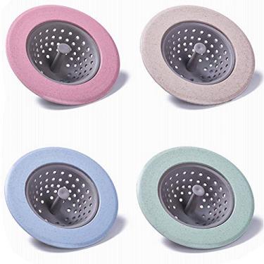 Imagem de Tvoip 4 peças de silicone para pia de cozinha tampa de resíduos filtro de pia coletor de resíduos tampa de drenos de pia de banheiro ferramentas de filtro de cabelo de esgoto