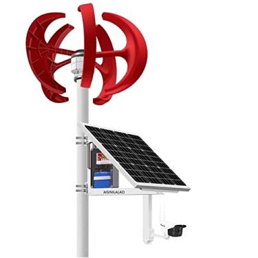 Imagem de Gerador de turbina eólica vertical, 10000W 220V 12V 24V 48V 3 Fase 5 Blades Use Turbina eólica Baixo ruído para o jardim, com controlador,48v