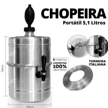 Imagem de Chopeira de aluminio Portatil 5,1 Litros torneira italiana