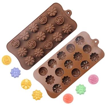 Imagem de Molde de Chocolate de Flor de Natal da FAMURE - Silicone Antiaderente, 15 Cavidades, Cinza