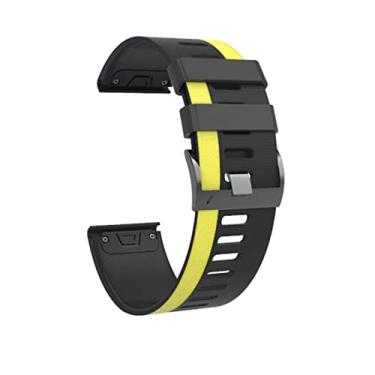Imagem de HAZELS Pulseira de silicone esportiva para Garmin Fenix 7X 7 6X 6 Pro 5X 5 Plus 3 3HR 935 945 Fácil ajuste liberação rápida 26 22mm pulseiras (cor: preto amarelo, tamanho: Fenix 7X)