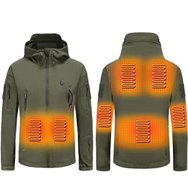 Imagem de scosao Jaqueta aquecida casaco de aquecimento elétrico inverno quente com capuz jaquetas de aquecimento à prova d'água respirável para mulheres e homens, verde, 3GG