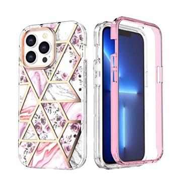 Imagem de Capa de armadura de mármore colorido gradiente para iPhone 14 Plus 13 Pro MAX 12 11 X XS XR 7 8 Plus Capa de telefone à prova de choque para PC, flor rosa SE, para iPhone 13