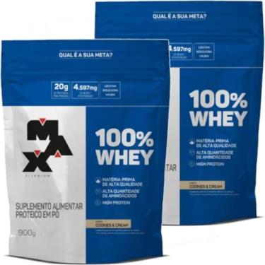 Imagem de Kit x2 Whey 100% Concentrado Refil 900g Max Titanium Cookies and Cream