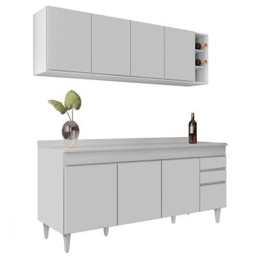 Imagem de Armário Nevada e Balcão 180cm com Tampo Dallas Branco - Lumil