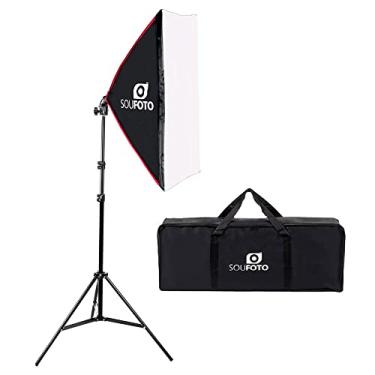 Imagem de Kit de Iluminação com Softbox em Vermelho 50x70cm, Tripé de 2 metros e Bolsa de Transporte Para Estúdio Fotográfico, Gra -