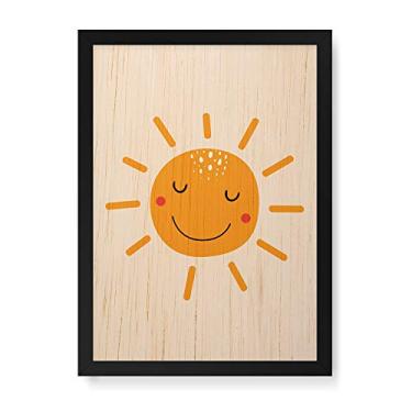 Imagem de Arte Maníacos Quadro Decorativo em Madeira Sol Sorriso - 23x16,25cm (Moldura caixa em laca preta)