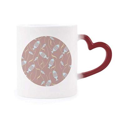 Imagem de Color Blocks Caneca colorida abstrata peixes plantas aquáticas sensível ao calor Caneca vermelha muda de cor grés copo