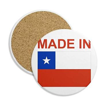 Imagem de Porta-copos de cerâmica Made in Chile Country Love porta-copos com pedra absorvente para bebidas presente 2 peças