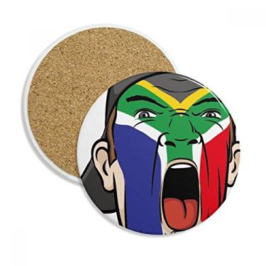 Imagem de Bandeira da África do Sul com tampa de maquiagem facial para porta-copos Caneca de proteção de mesa Pedra absorvente