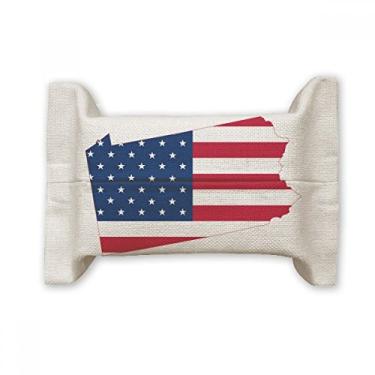 Imagem de Pensilvânia Mapa Americano Estrelas Listras Bandeira Papel Papel Papel Papel Papel Lenço Saco de Algodão