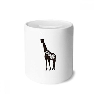 Imagem de DIYthinker Caixa de moedas de cerâmica com estampa de girafa preta e branca para presente de cofrinho