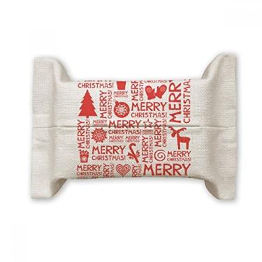 Imagem de Bolsa de linho de algodão para lenços faciais Merry Christmas Trees