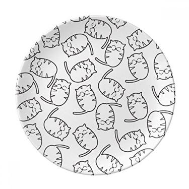 Imagem de Smiling Cat Prato de proteção simples de porcelana decorativa Salver Prato de jantar