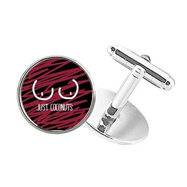 Imagem de Just Coconuts abotoaduras com clipe de botão redondo e desenho divertido vermelho rosa vermelho