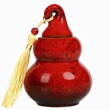 Imagem de Calabash Tea Caddy Conjunto de chá pequeno portátil de cerâmica selado conjunto de chá chinês criativo