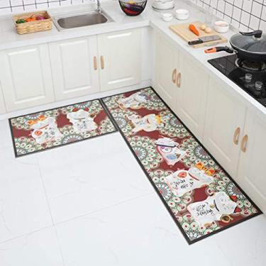 Imagem de Jun Jiale Tapete de cozinha de qualidade premium, tapete antiderrapante de borracha durável, tapete lavável (50,8 x 200,7 cm) gato da sorte