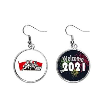 Imagem de Pingentes de orelha de propaganda Bandeira da Educação Vermelha Chinesa Joia 2021 Bênção