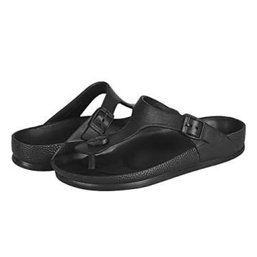 Imagem de Sandálias rasteiras de EVA ajustáveis com fivela dupla e conforto FUNKYMONKEY, Black/Flipflops/Women, 8