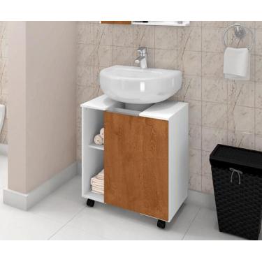 Imagem de Gabinete Pequin Para Banheiro Branco Com Naturale - Móveis Bechara
