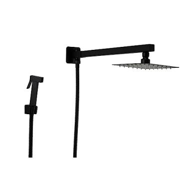 Imagem de Ducha Chuveiro Inox 15x15 cm Preto Fosco com Ducha Manual