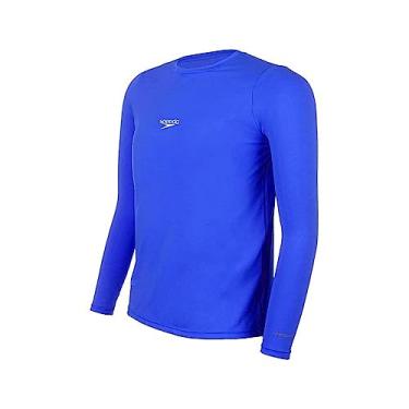 Imagem de Camiseta Infantil, Speedo, Manga Longa, Poliamida com Fastdry e Proteção UV50+, tamanho 8 - Azul