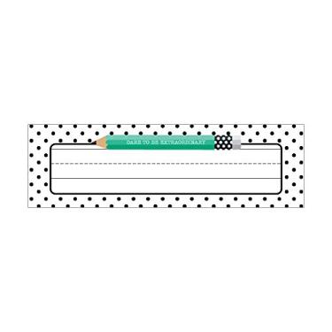 Imagem de Schoolgirl Style Placas de identificação pretas, brancas e elegantes — Dare to be Extraordinary Motivational Labels, Atribuir, Etiqueta, Organize Mesas de Estudantes, Armários, Cubbies (36 peças)