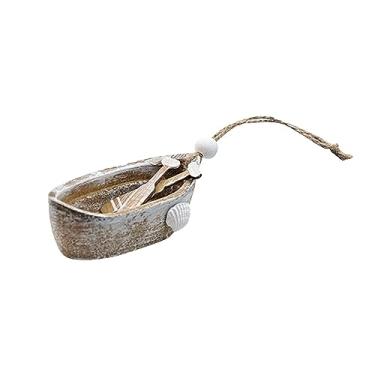 Imagem de ＫＬＫＣＭＳ Enfeites de barco a remo decoração de mesa estante de madeira marinha decoração artesanato decoração moderna náutica presentes sala de estar pequena, c